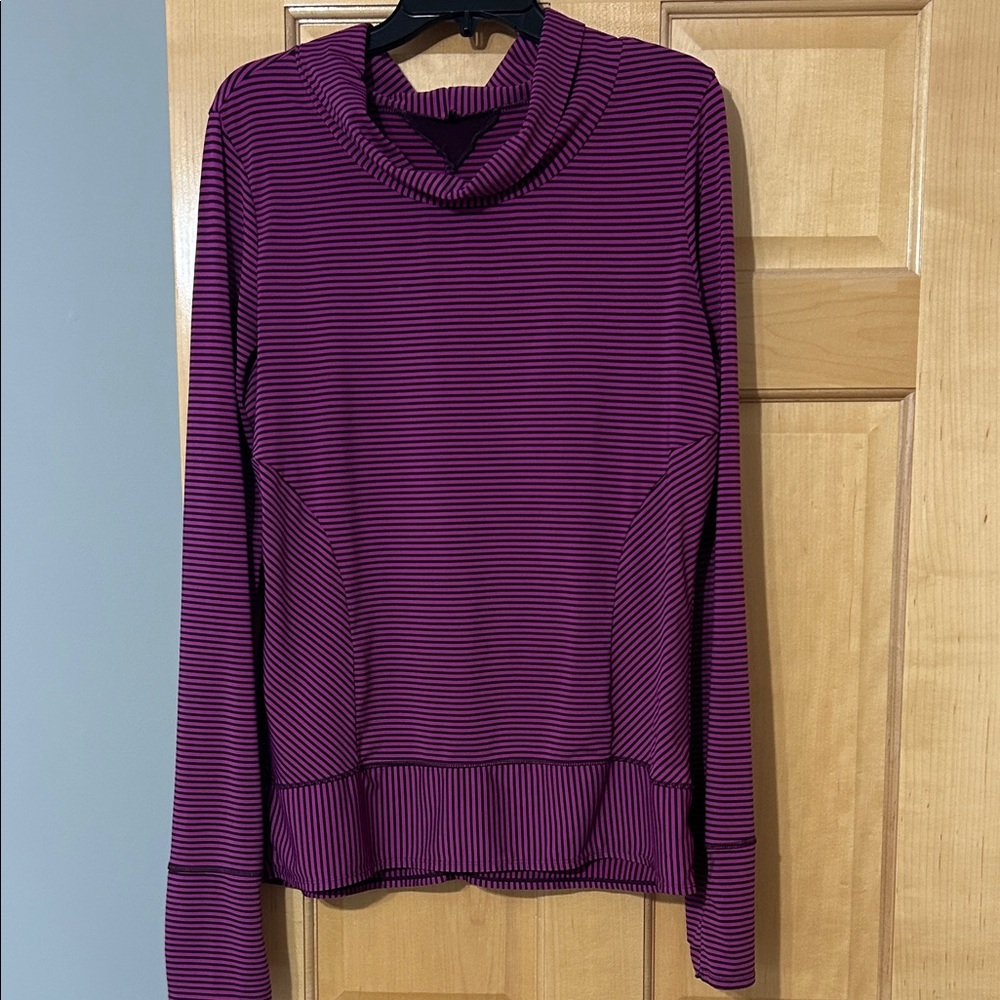 Prana Purple Striped Women's Cowl Neck Sweater